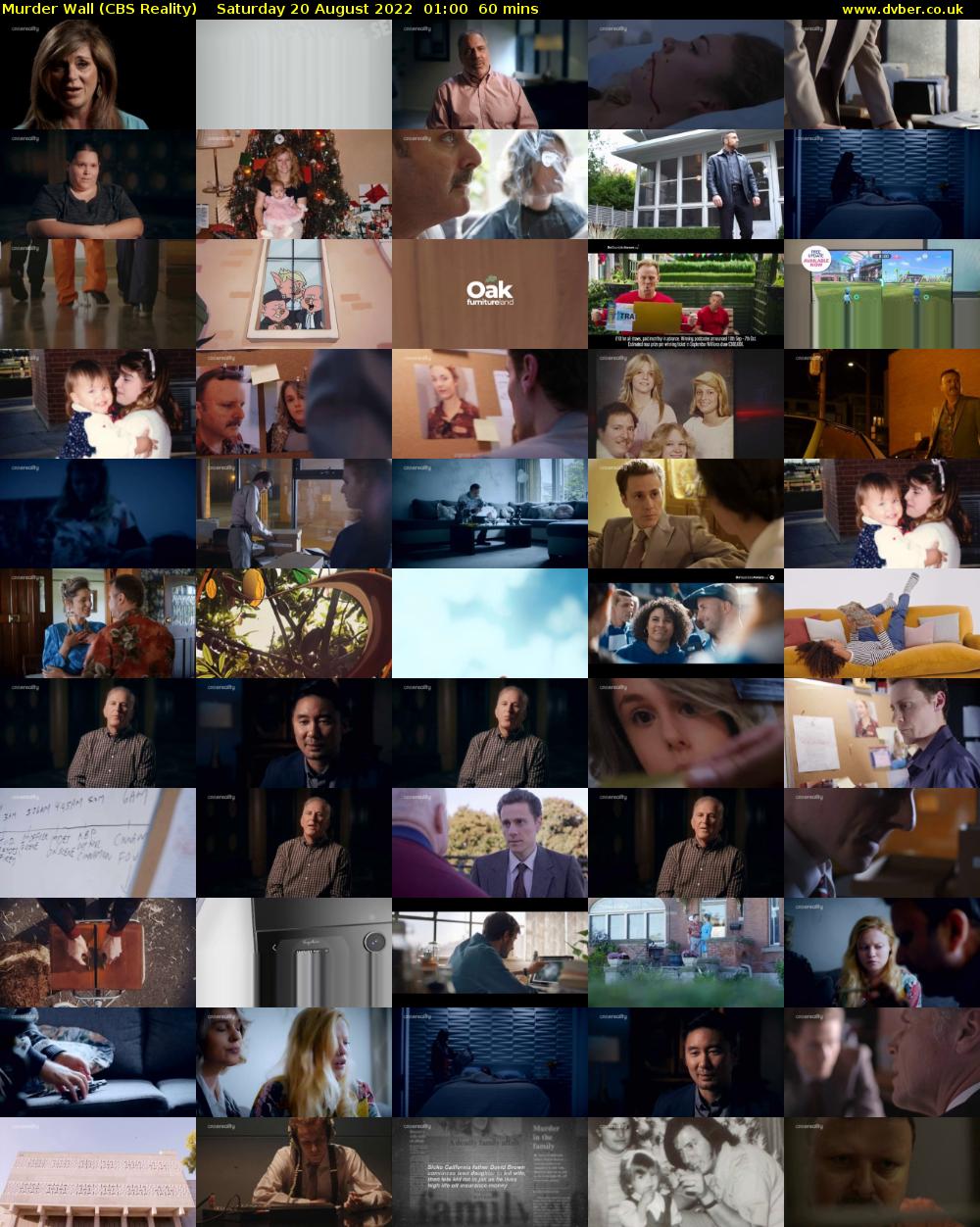 Murder Wall (CBS Reality) Saturday 20 August 2022 01:00 - 02:00