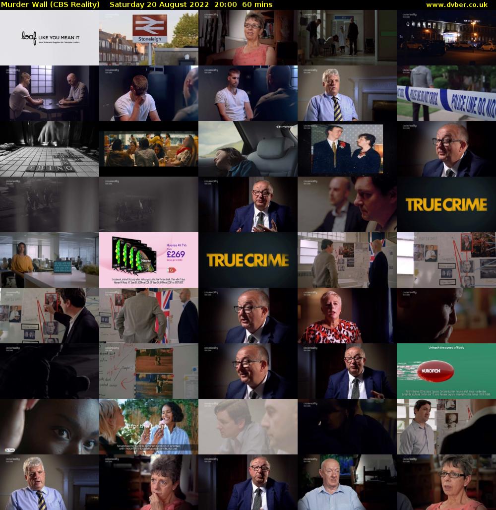 Murder Wall (CBS Reality) Saturday 20 August 2022 20:00 - 21:00