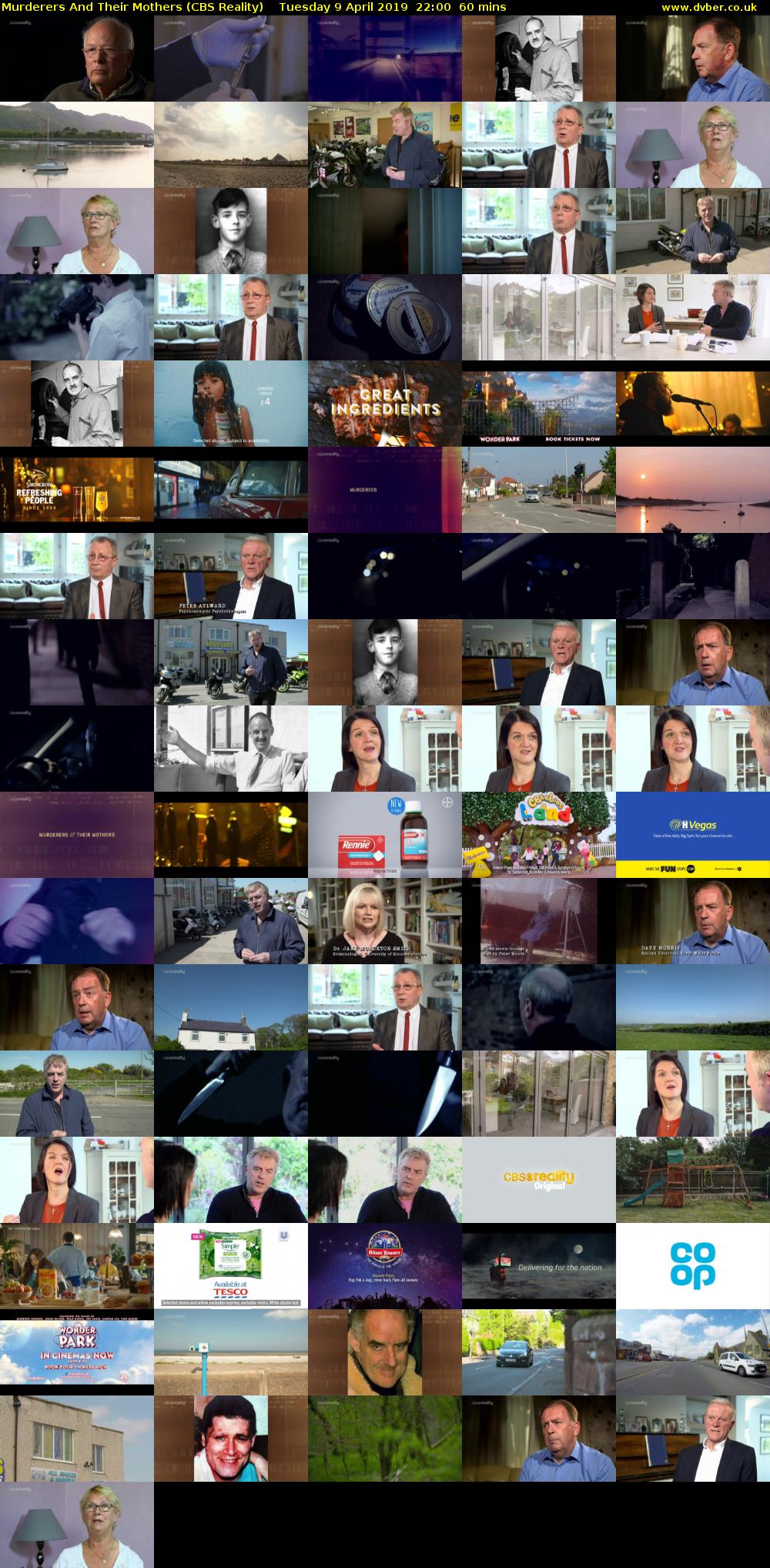 Murderers And Their Mothers (CBS Reality) Tuesday 9 April 2019 22:00 - 23:00