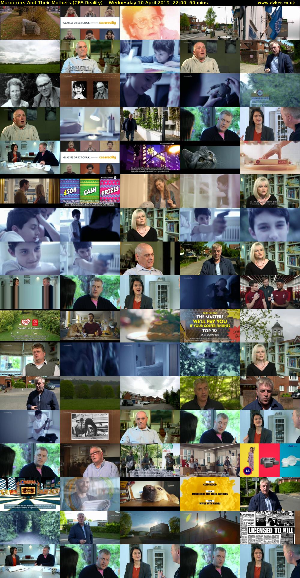 Murderers And Their Mothers (CBS Reality) Wednesday 10 April 2019 22:00 - 23:00