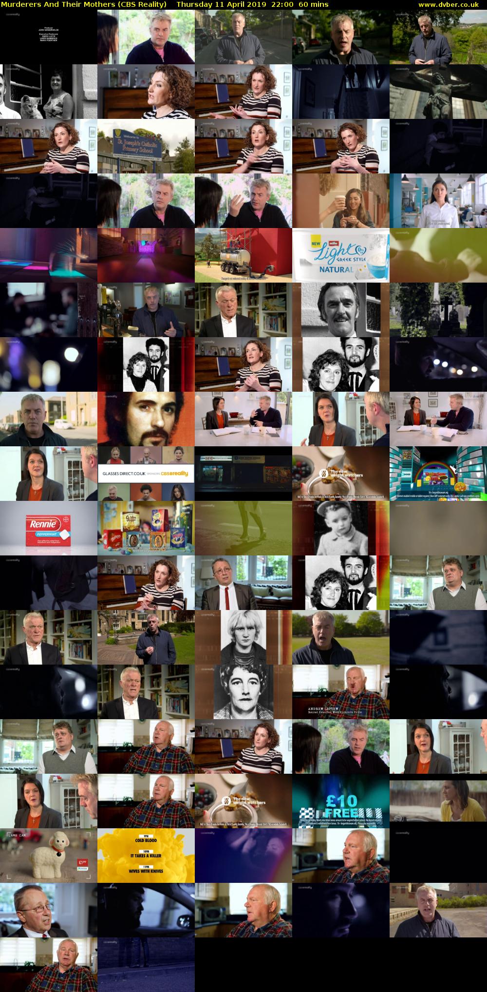 Murderers And Their Mothers (CBS Reality) Thursday 11 April 2019 22:00 - 23:00