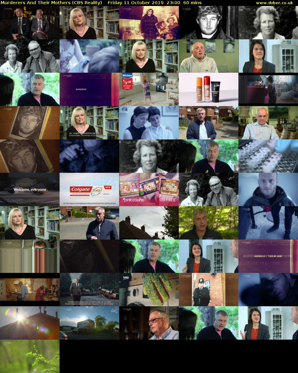 Murderers And Their Mothers (CBS Reality) Friday 11 October 2019 23:00 - 00:00