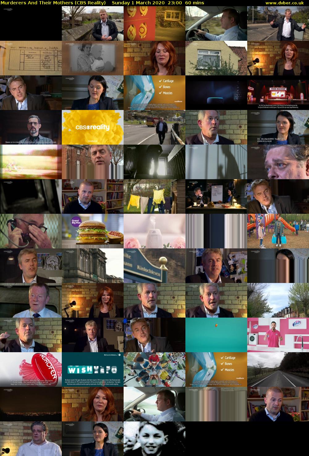Murderers And Their Mothers (CBS Reality) Sunday 1 March 2020 23:00 - 00:00