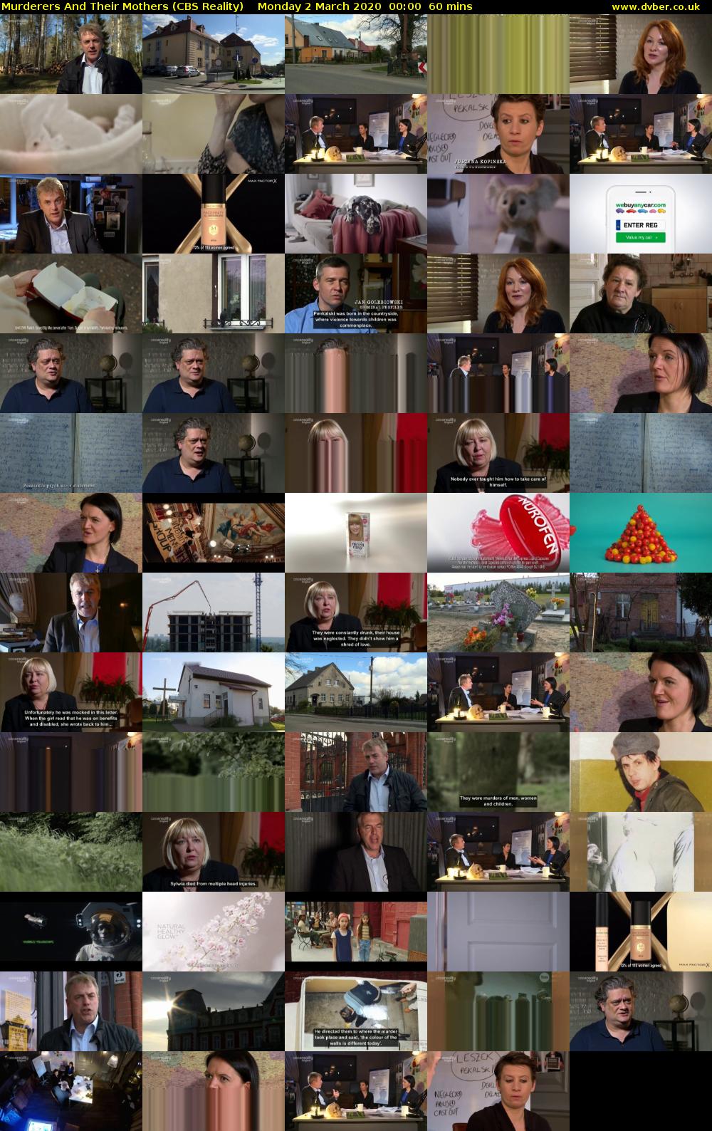 Murderers And Their Mothers (CBS Reality) Monday 2 March 2020 00:00 - 01:00