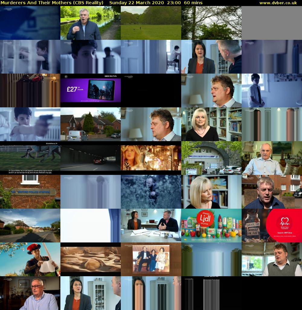 Murderers And Their Mothers (CBS Reality) Sunday 22 March 2020 23:00 - 00:00