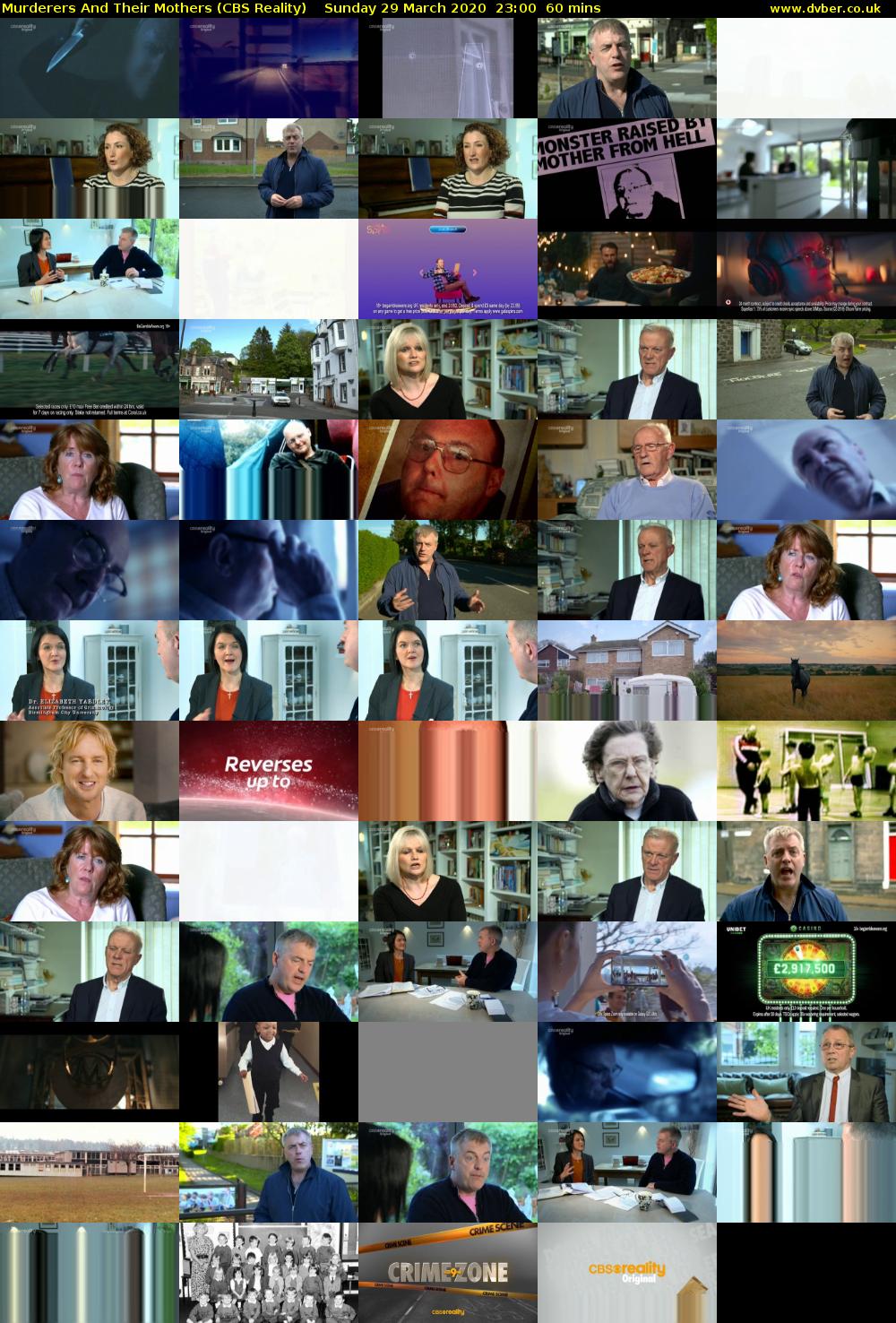 Murderers And Their Mothers (CBS Reality) Sunday 29 March 2020 23:00 - 00:00