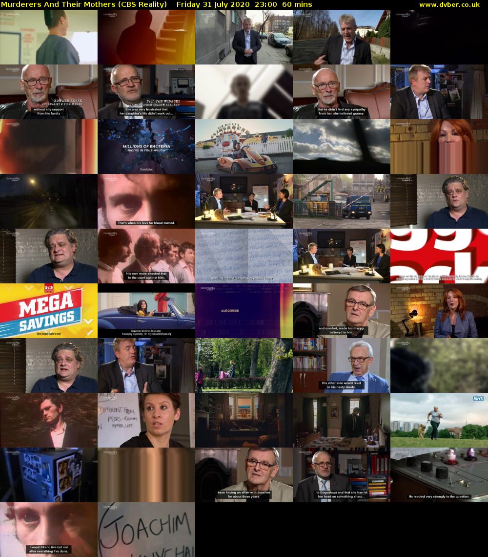 Murderers And Their Mothers (CBS Reality) Friday 31 July 2020 23:00 - 00:00