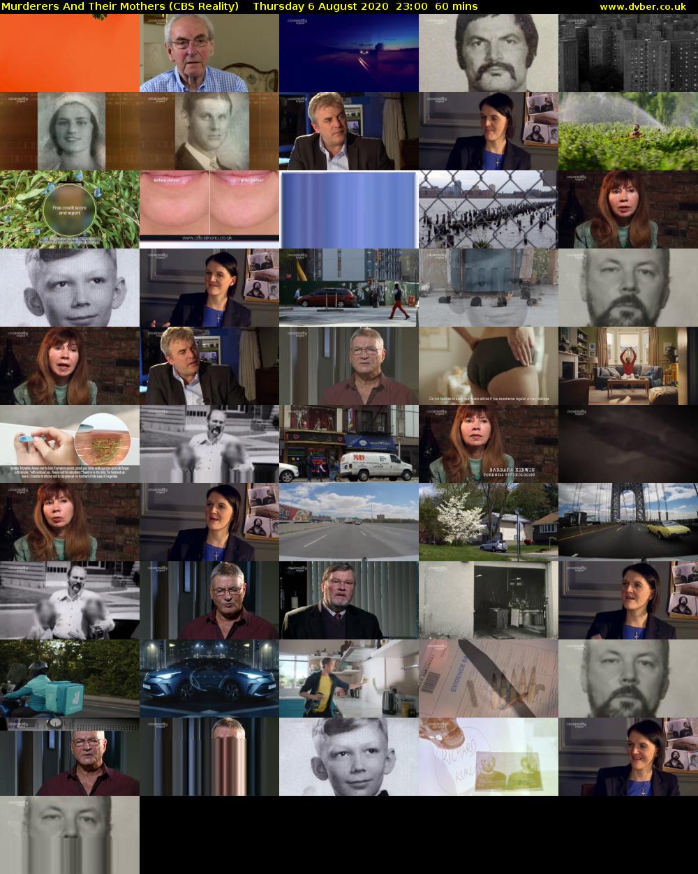 Murderers And Their Mothers (CBS Reality) Thursday 6 August 2020 23:00 - 00:00