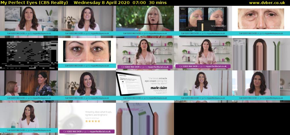 My Perfect Eyes (CBS Reality) Wednesday 8 April 2020 07:00 - 07:30