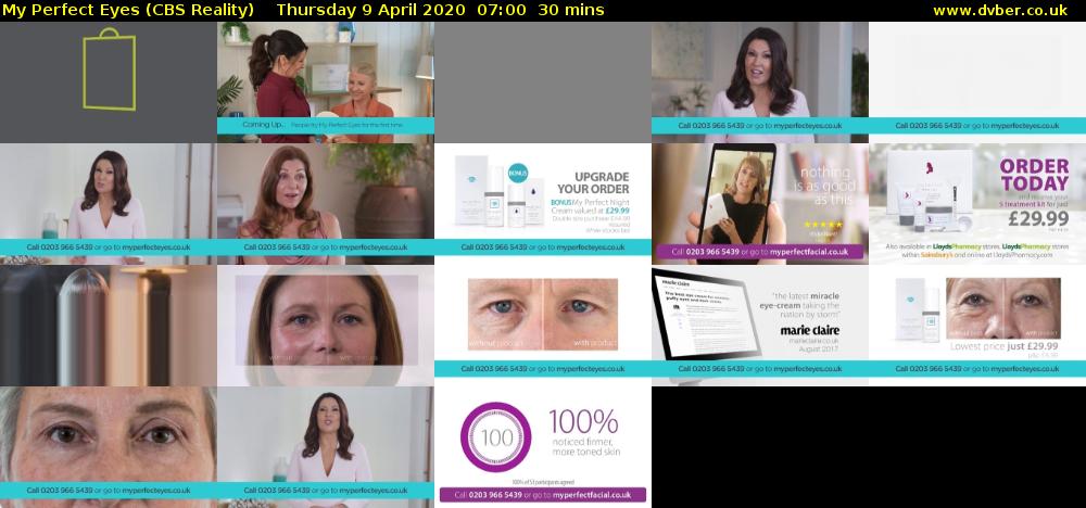My Perfect Eyes (CBS Reality) Thursday 9 April 2020 07:00 - 07:30
