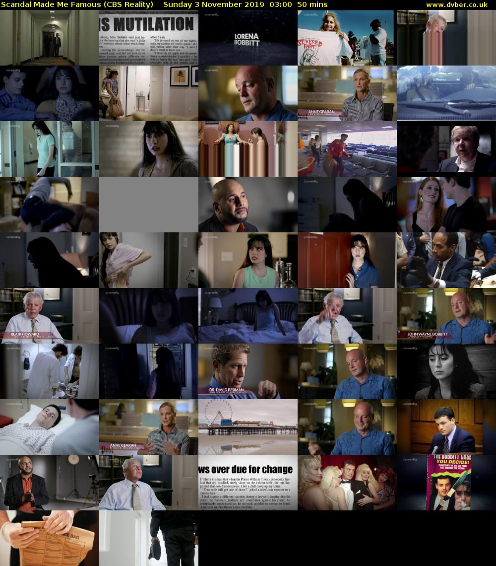 Scandal Made Me Famous (CBS Reality) Sunday 3 November 2019 03:00 - 03:50