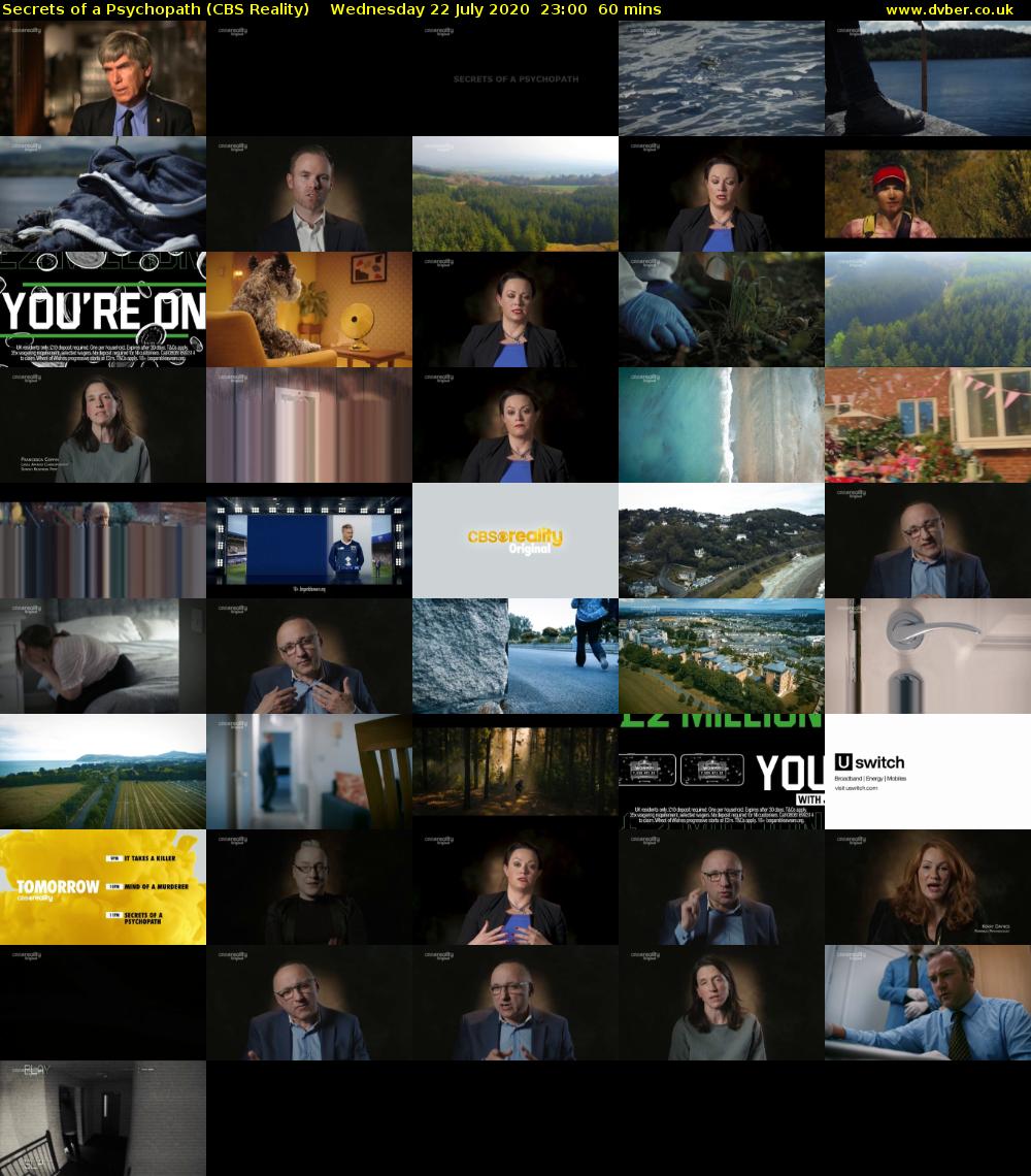 Secrets of a Psychopath (CBS Reality) Wednesday 22 July 2020 23:00 - 00:00