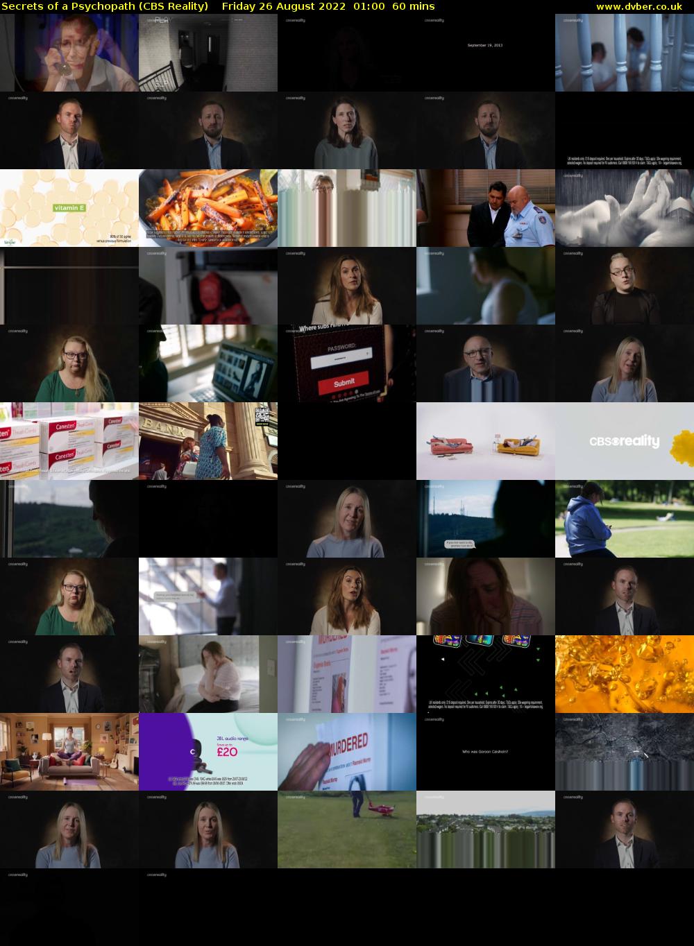 Secrets of a Psychopath (CBS Reality) Friday 26 August 2022 01:00 - 02:00