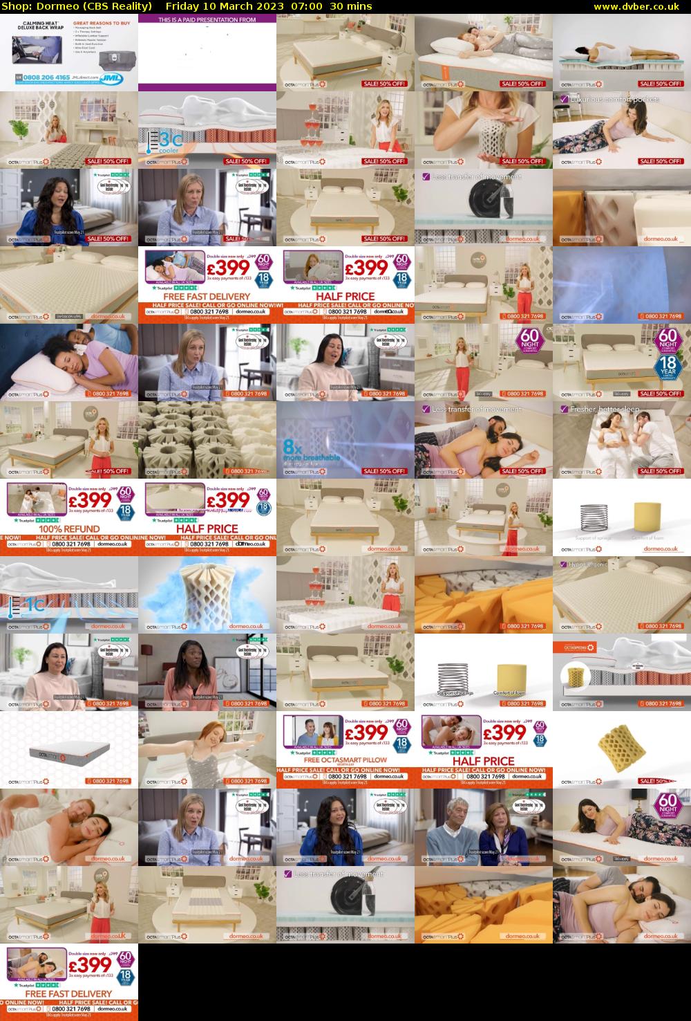 Shop: Dormeo (CBS Reality) Friday 10 March 2023 07:00 - 07:30