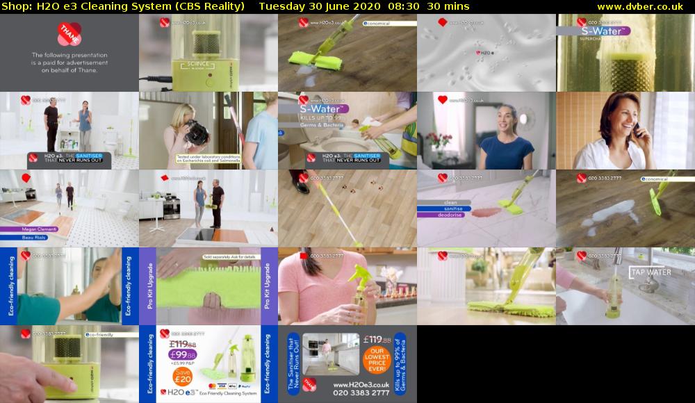 Shop: H2O e3 Cleaning System (CBS Reality) Tuesday 30 June 2020 08:30 - 09:00