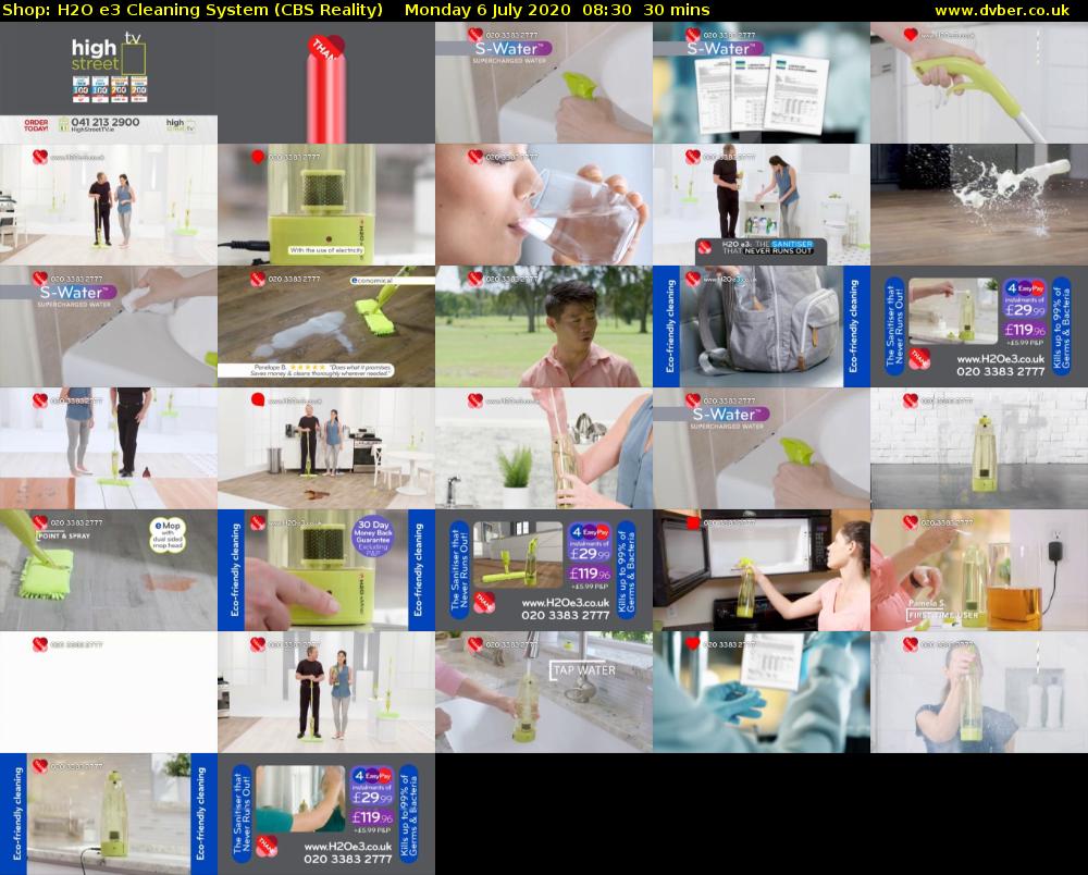 Shop: H2O e3 Cleaning System (CBS Reality) Monday 6 July 2020 08:30 - 09:00