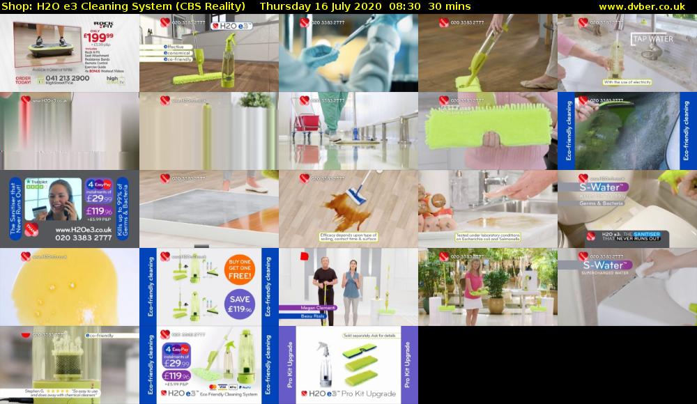Shop: H2O e3 Cleaning System (CBS Reality) Thursday 16 July 2020 08:30 - 09:00