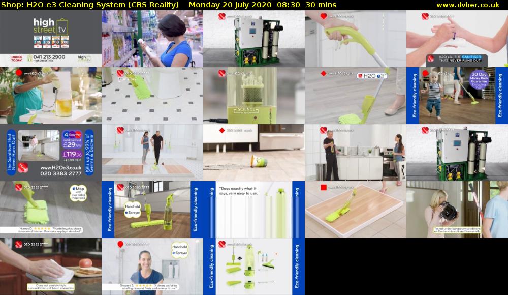 Shop: H2O e3 Cleaning System (CBS Reality) Monday 20 July 2020 08:30 - 09:00
