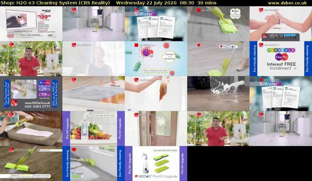Shop: H2O e3 Cleaning System (CBS Reality) Wednesday 22 July 2020 08:30 - 09:00