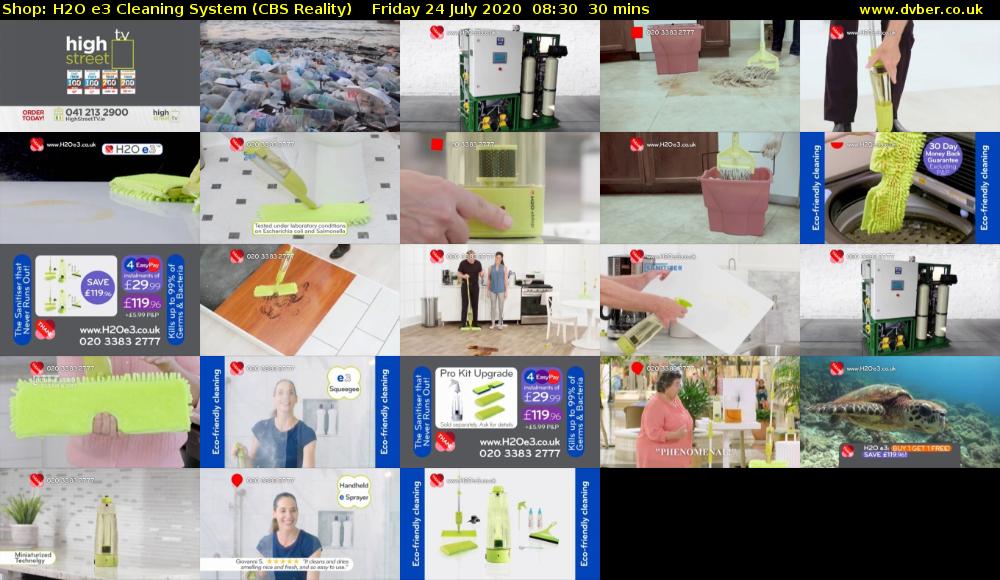 Shop: H2O e3 Cleaning System (CBS Reality) Friday 24 July 2020 08:30 - 09:00