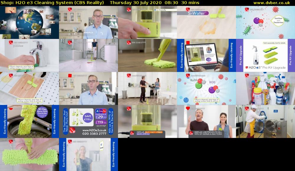 Shop: H2O e3 Cleaning System (CBS Reality) Thursday 30 July 2020 08:30 - 09:00