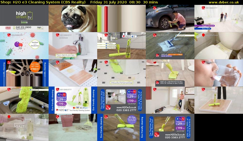 Shop: H2O e3 Cleaning System (CBS Reality) Friday 31 July 2020 08:30 - 09:00