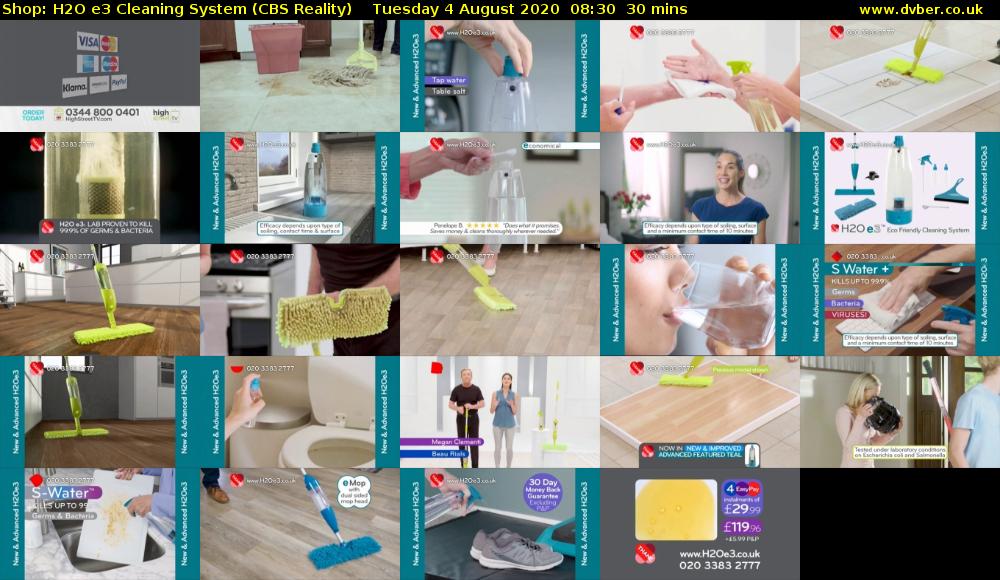 Shop: H2O e3 Cleaning System (CBS Reality) Tuesday 4 August 2020 08:30 - 09:00