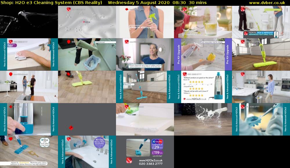 Shop: H2O e3 Cleaning System (CBS Reality) Wednesday 5 August 2020 08:30 - 09:00