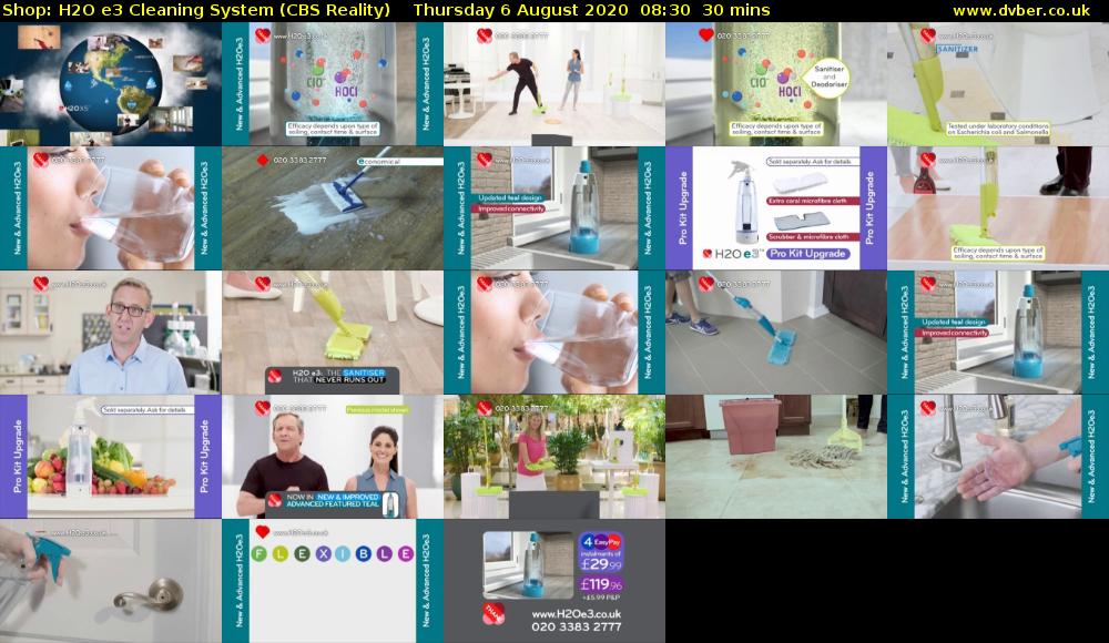 Shop: H2O e3 Cleaning System (CBS Reality) Thursday 6 August 2020 08:30 - 09:00