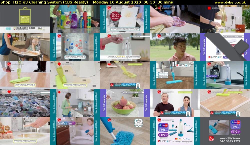 Shop: H2O e3 Cleaning System (CBS Reality) Monday 10 August 2020 08:30 - 09:00