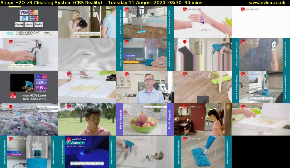 Shop: H2O e3 Cleaning System (CBS Reality) Tuesday 11 August 2020 08:30 - 09:00