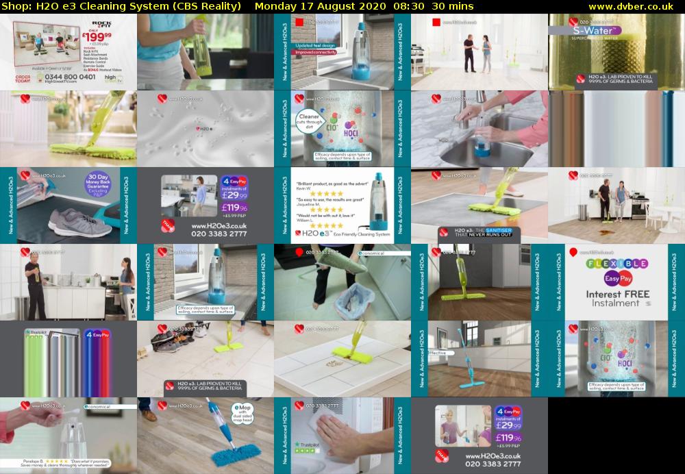 Shop: H2O e3 Cleaning System (CBS Reality) Monday 17 August 2020 08:30 - 09:00