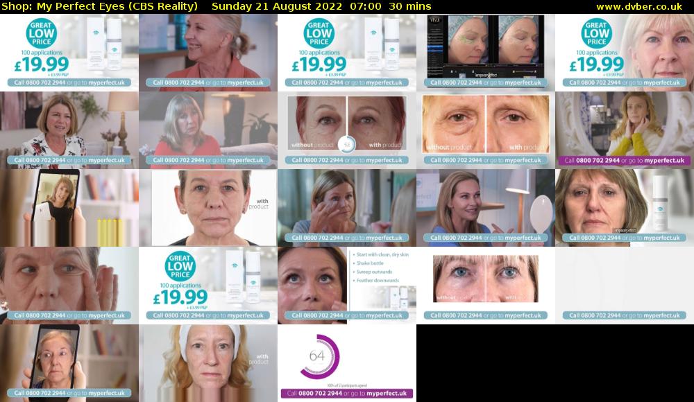 Shop: My Perfect Eyes (CBS Reality) Sunday 21 August 2022 07:00 - 07:30