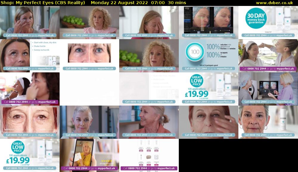 Shop: My Perfect Eyes (CBS Reality) Monday 22 August 2022 07:00 - 07:30