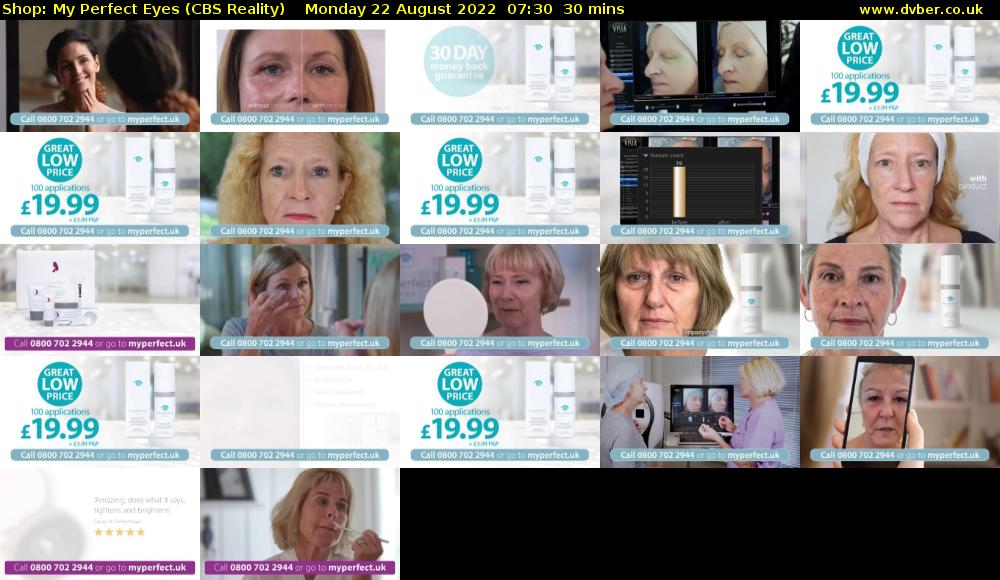 Shop: My Perfect Eyes (CBS Reality) Monday 22 August 2022 07:30 - 08:00