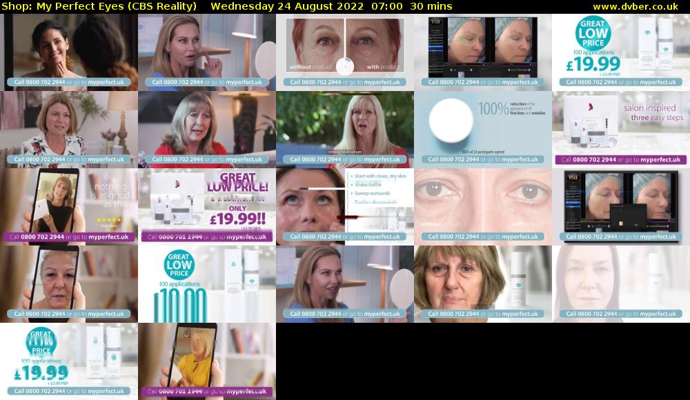 Shop: My Perfect Eyes (CBS Reality) Wednesday 24 August 2022 07:00 - 07:30