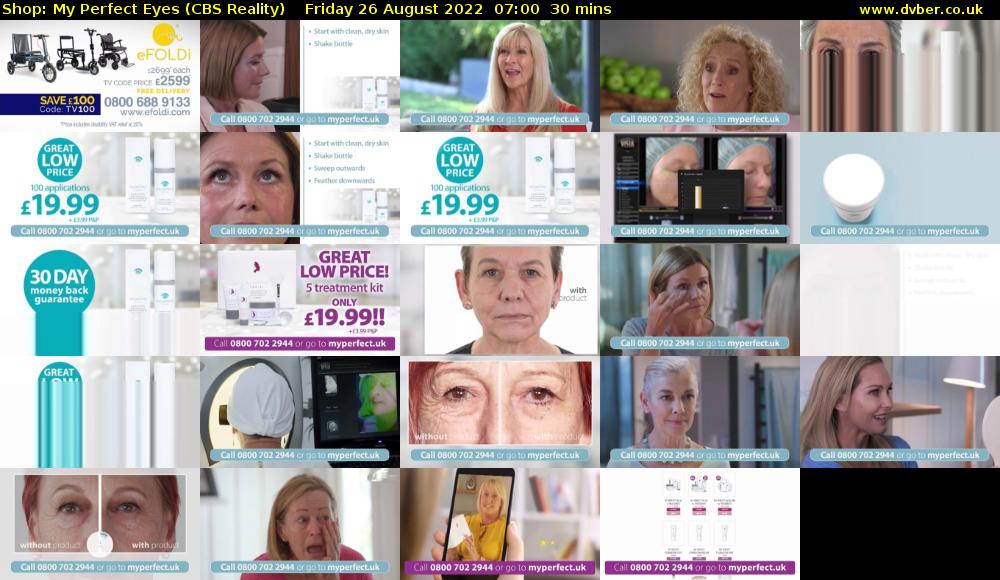 Shop: My Perfect Eyes (CBS Reality) Friday 26 August 2022 07:00 - 07:30