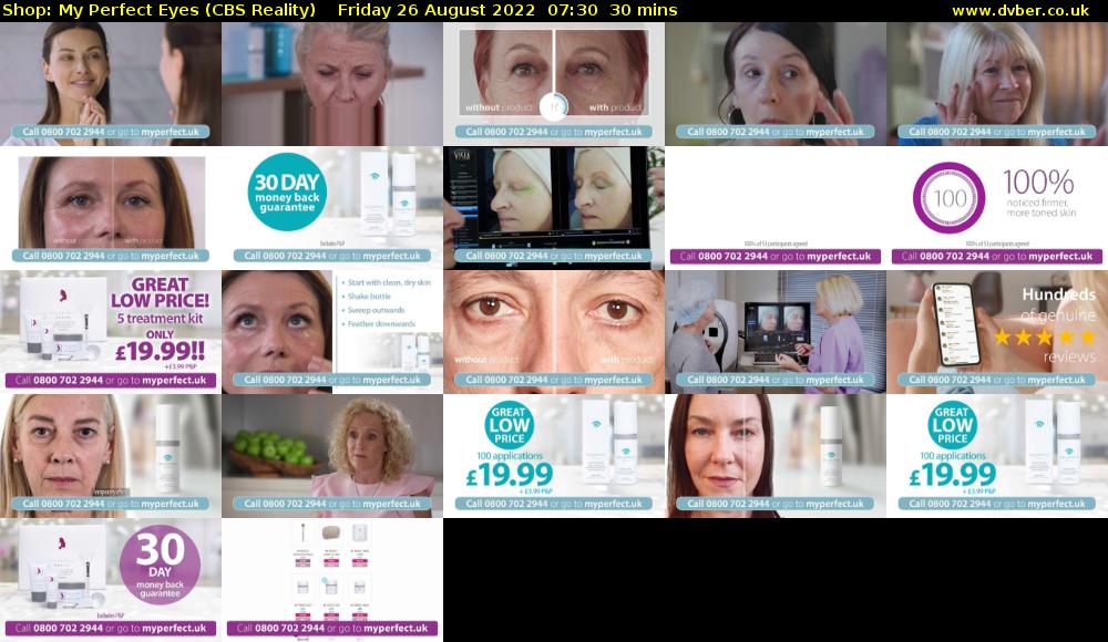 Shop: My Perfect Eyes (CBS Reality) Friday 26 August 2022 07:30 - 08:00