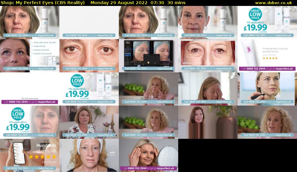 Shop: My Perfect Eyes (CBS Reality) Monday 29 August 2022 07:30 - 08:00