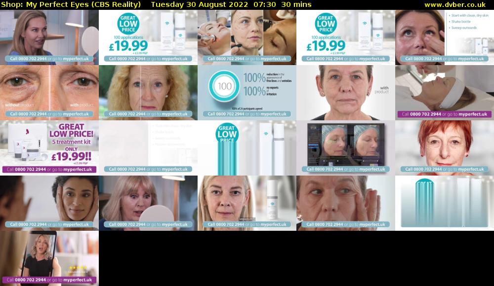 Shop: My Perfect Eyes (CBS Reality) Tuesday 30 August 2022 07:30 - 08:00