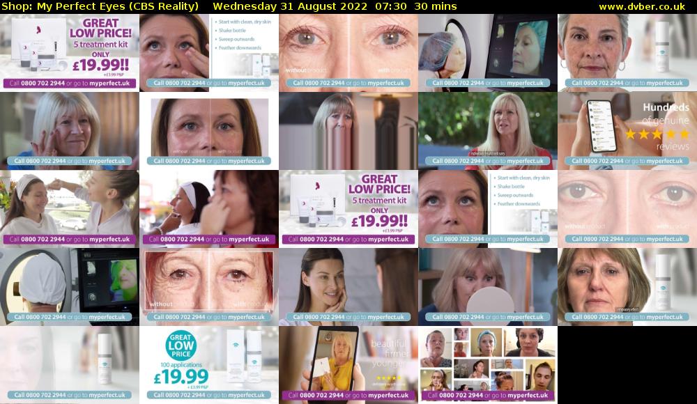 Shop: My Perfect Eyes (CBS Reality) Wednesday 31 August 2022 07:30 - 08:00