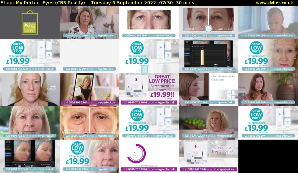 Shop: My Perfect Eyes (CBS Reality) Tuesday 6 September 2022 07:30 - 08:00