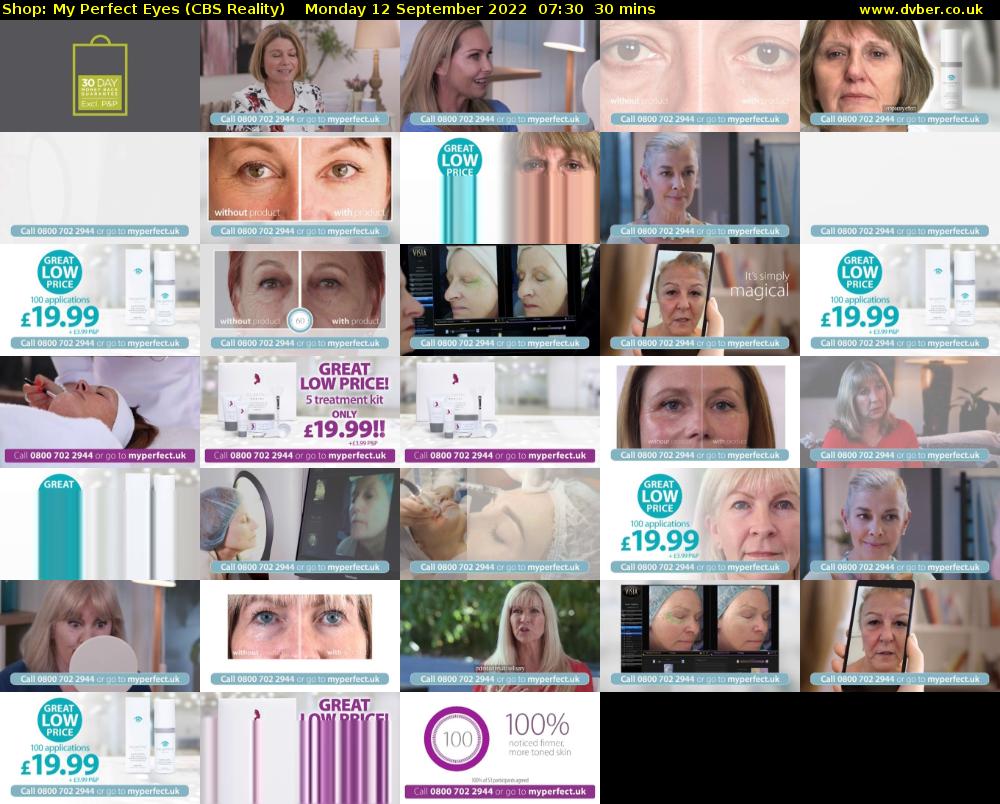 Shop: My Perfect Eyes (CBS Reality) Monday 12 September 2022 07:30 - 08:00