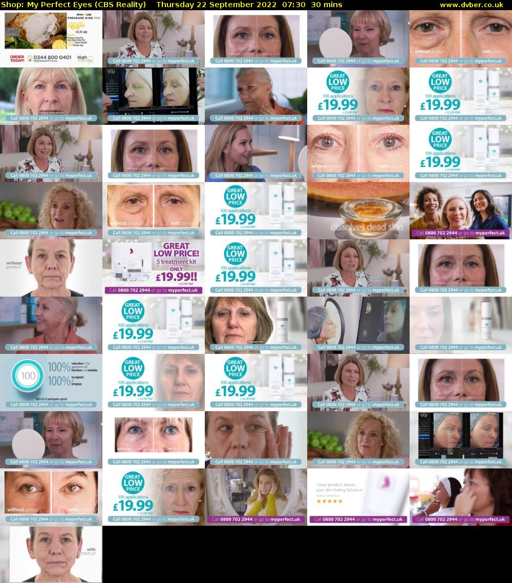 Shop: My Perfect Eyes (CBS Reality) Thursday 22 September 2022 07:30 - 08:00