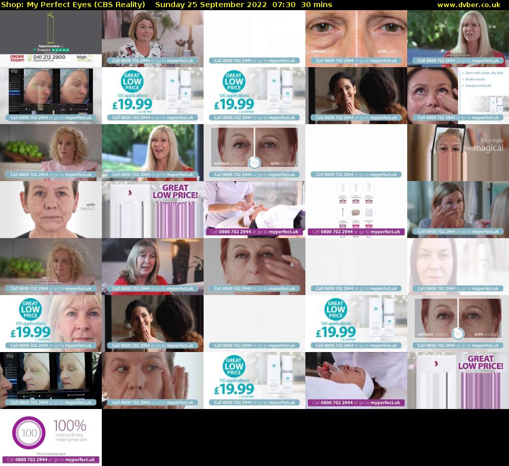 Shop: My Perfect Eyes (CBS Reality) Sunday 25 September 2022 07:30 - 08:00
