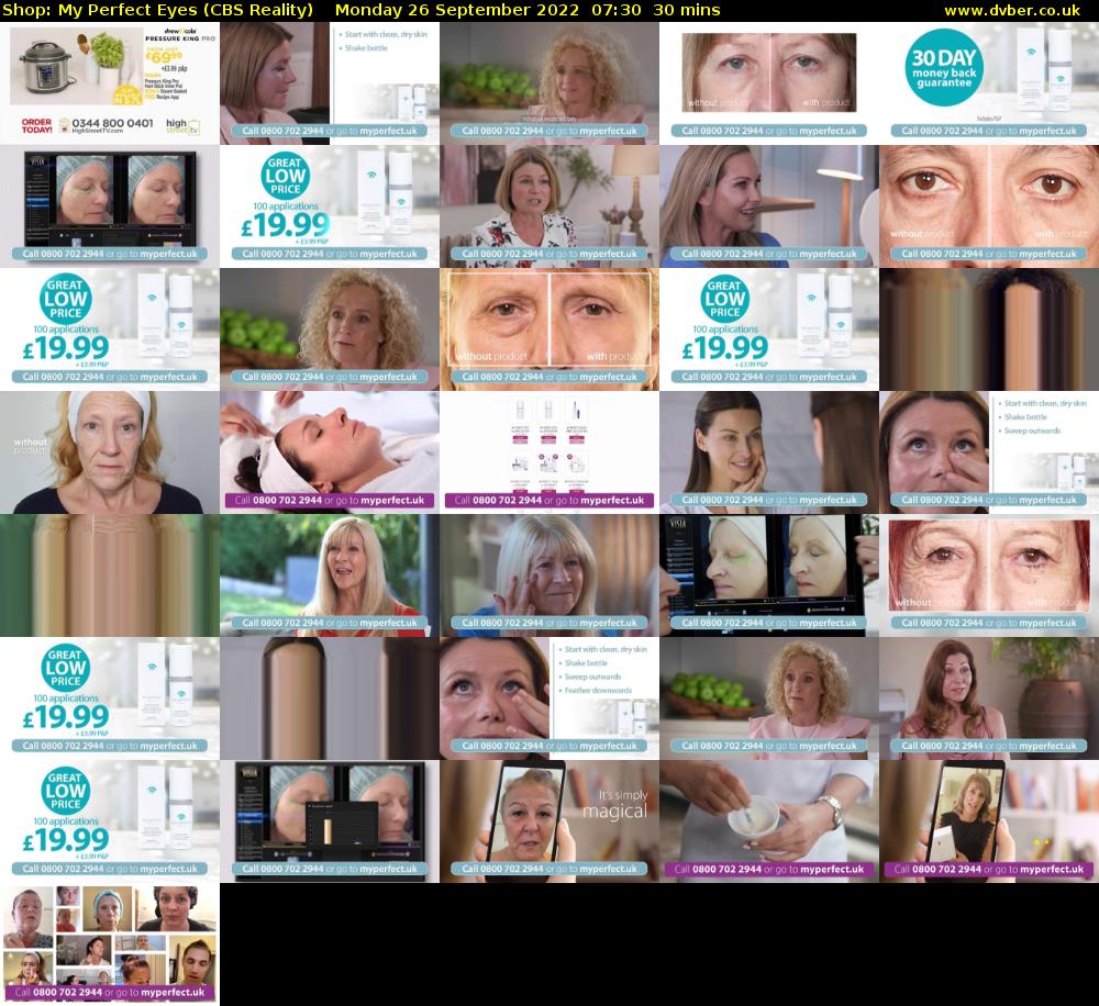Shop: My Perfect Eyes (CBS Reality) Monday 26 September 2022 07:30 - 08:00