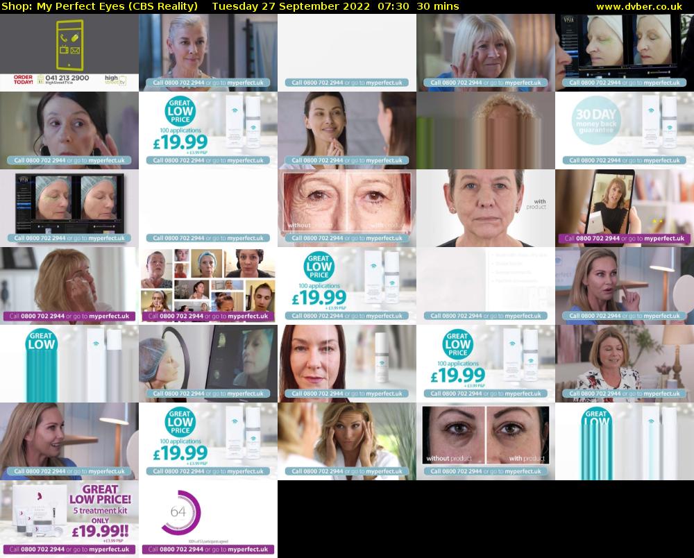 Shop: My Perfect Eyes (CBS Reality) Tuesday 27 September 2022 07:30 - 08:00