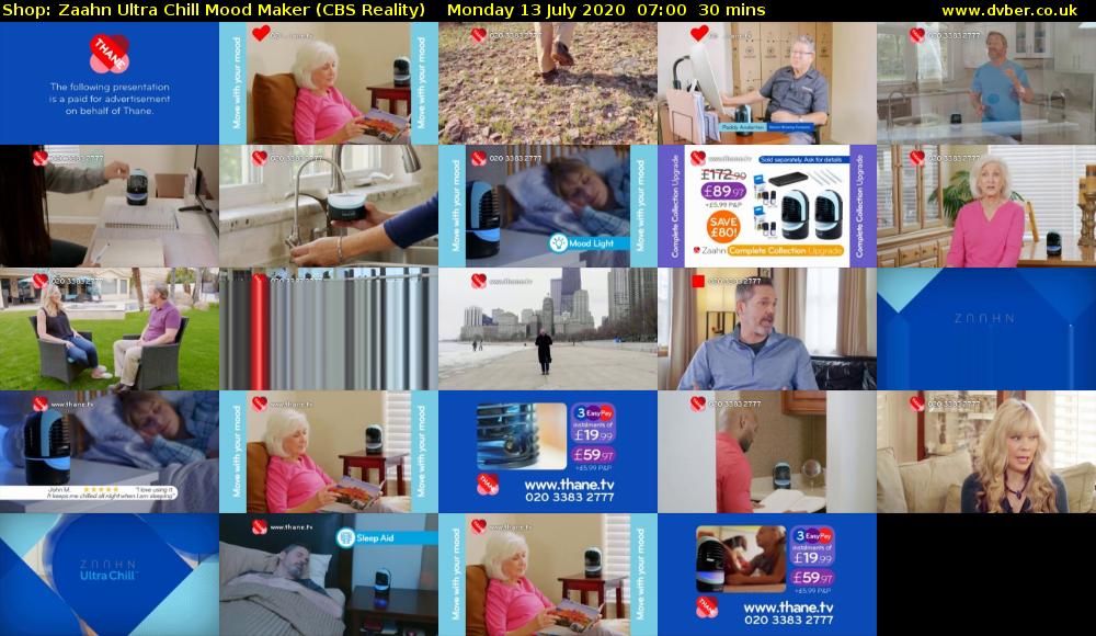 Shop: Zaahn Ultra Chill Mood Maker (CBS Reality) Monday 13 July 2020 07:00 - 07:30