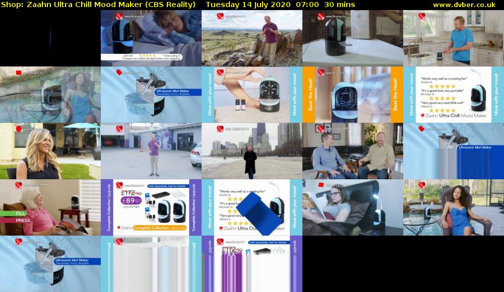 Shop: Zaahn Ultra Chill Mood Maker (CBS Reality) Tuesday 14 July 2020 07:00 - 07:30