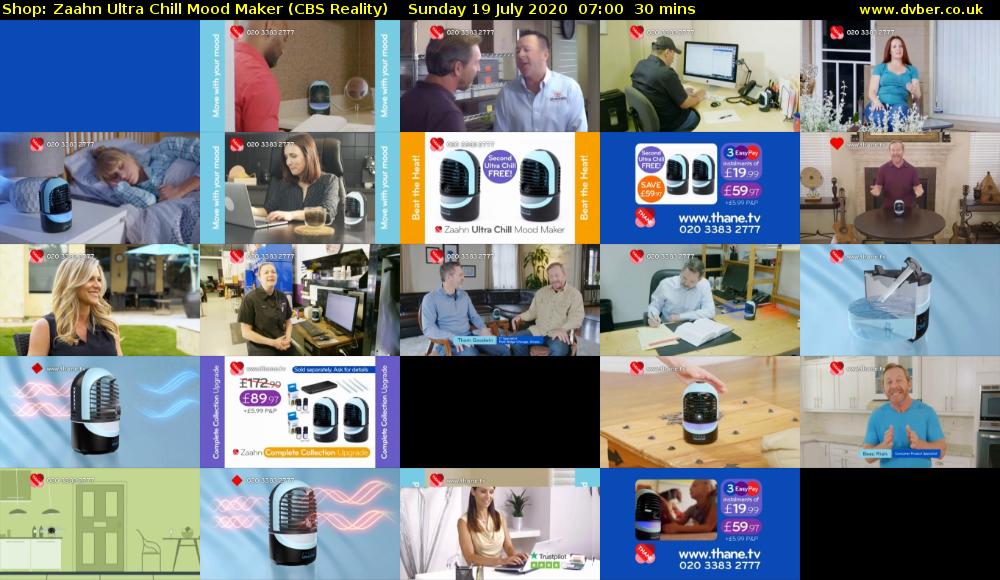 Shop: Zaahn Ultra Chill Mood Maker (CBS Reality) Sunday 19 July 2020 07:00 - 07:30